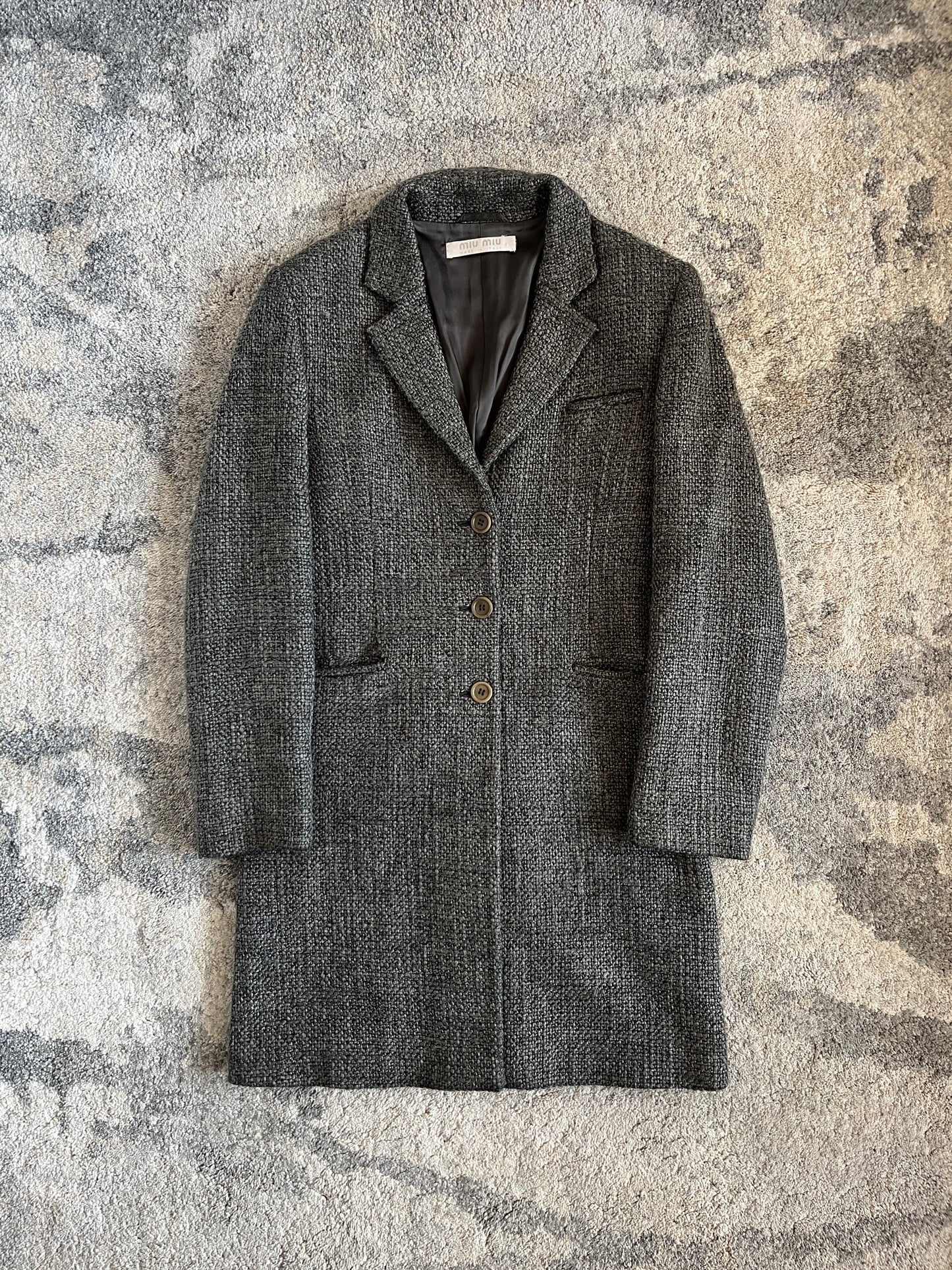 Miu Miu FW1998 wool iridescente sample trench