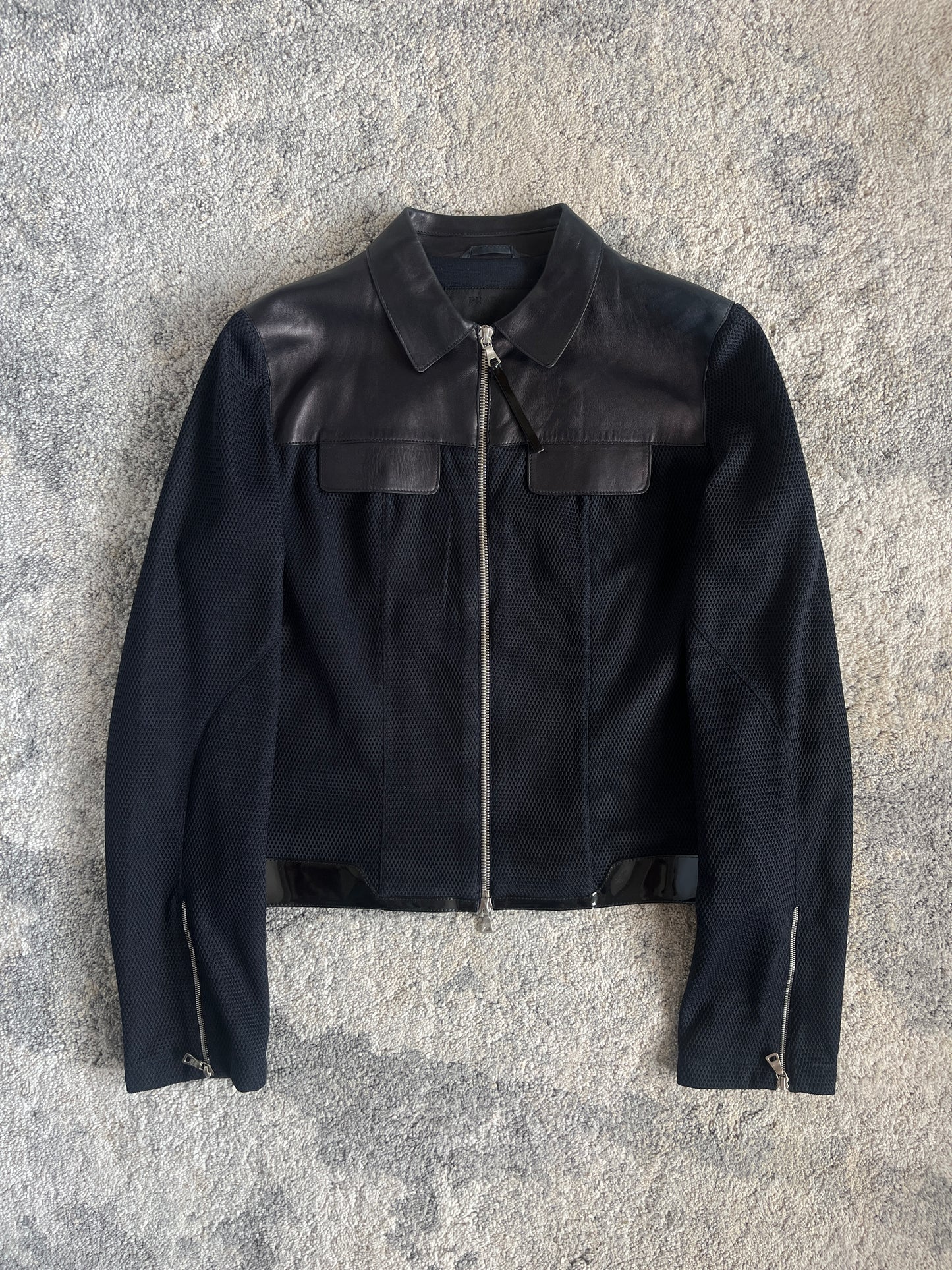 Prada FW1999 mesh & leather jacket