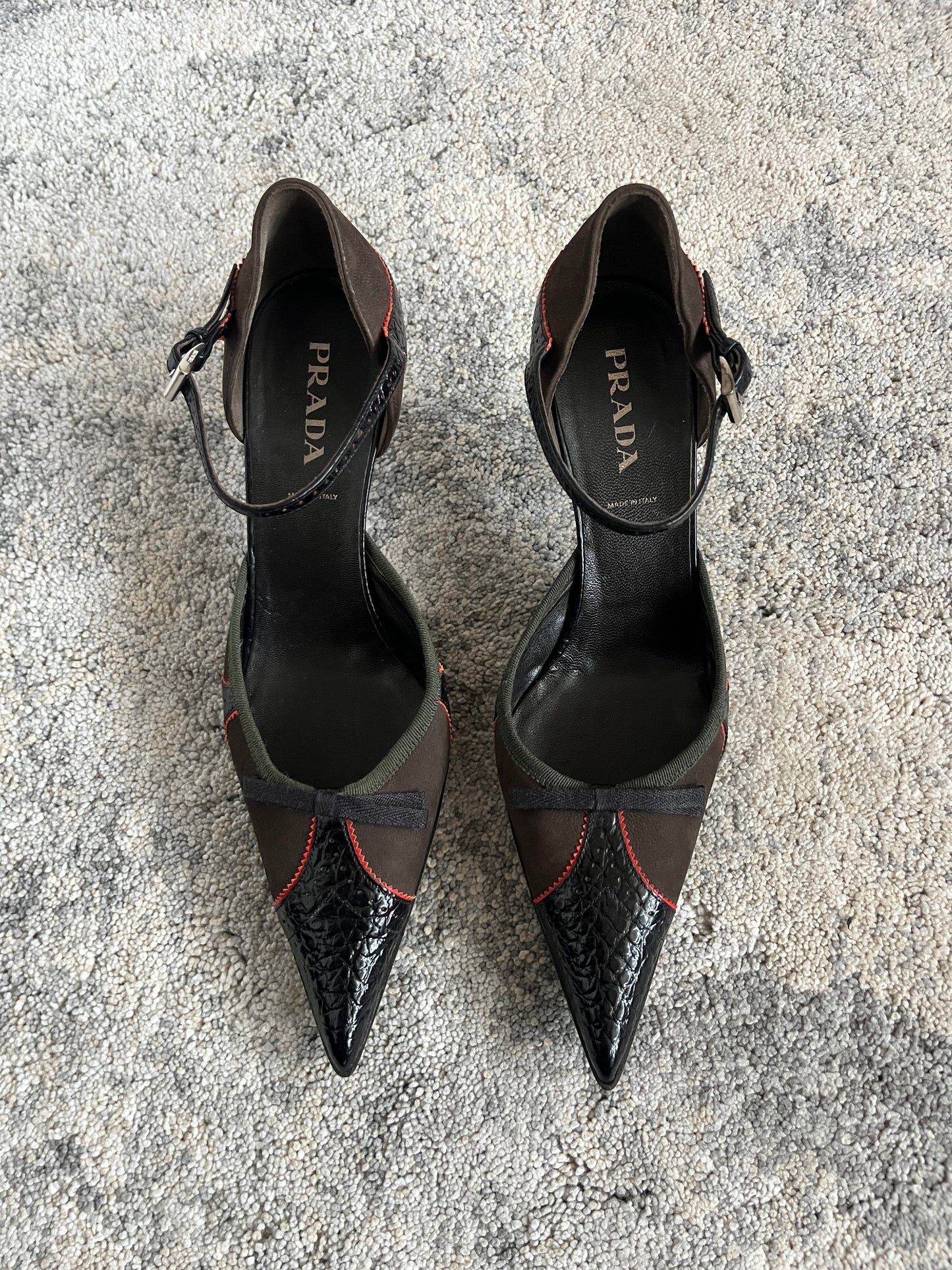Prada 2000's leather & cotton heels