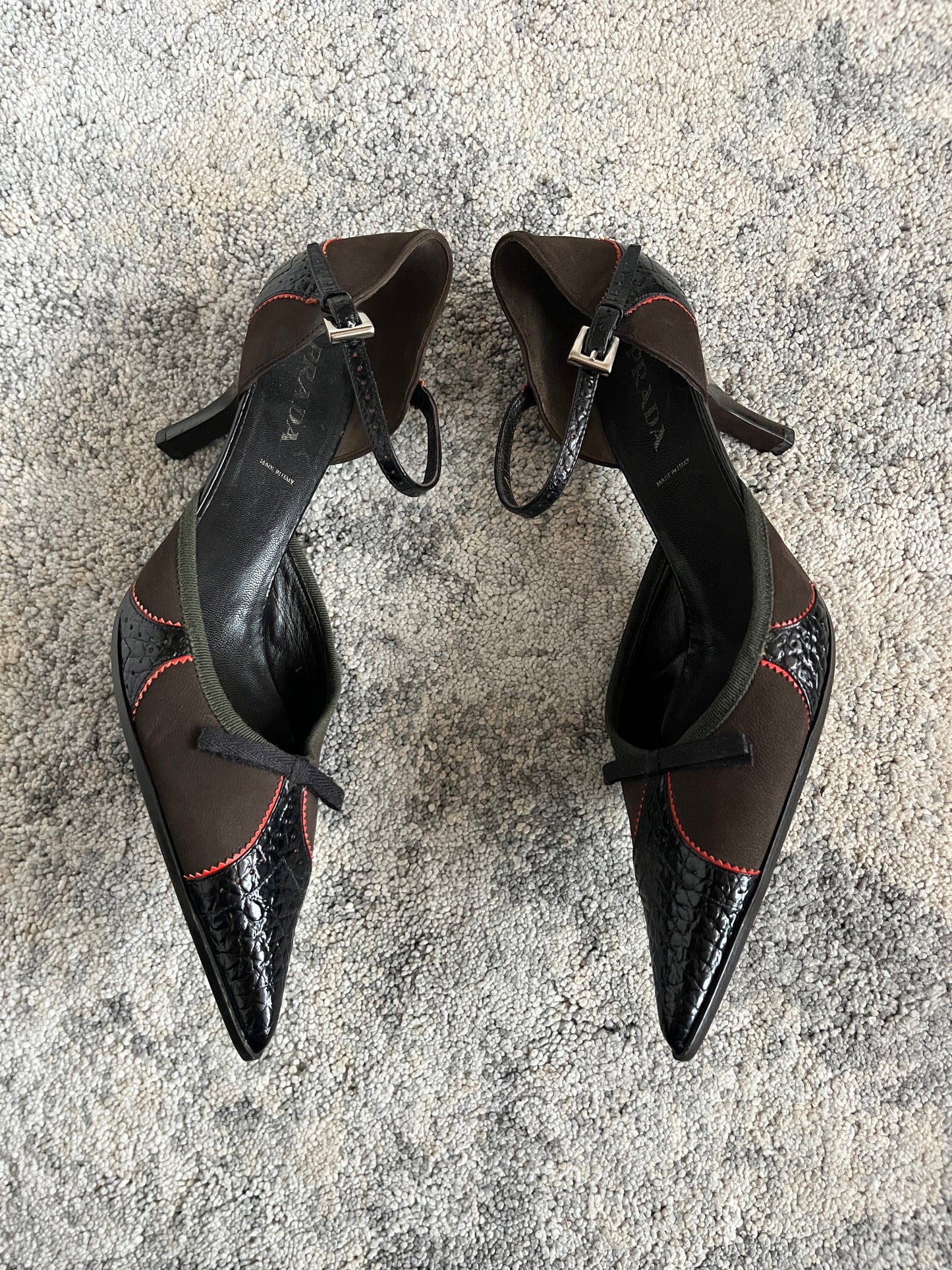 Prada 2000's leather & cotton heels