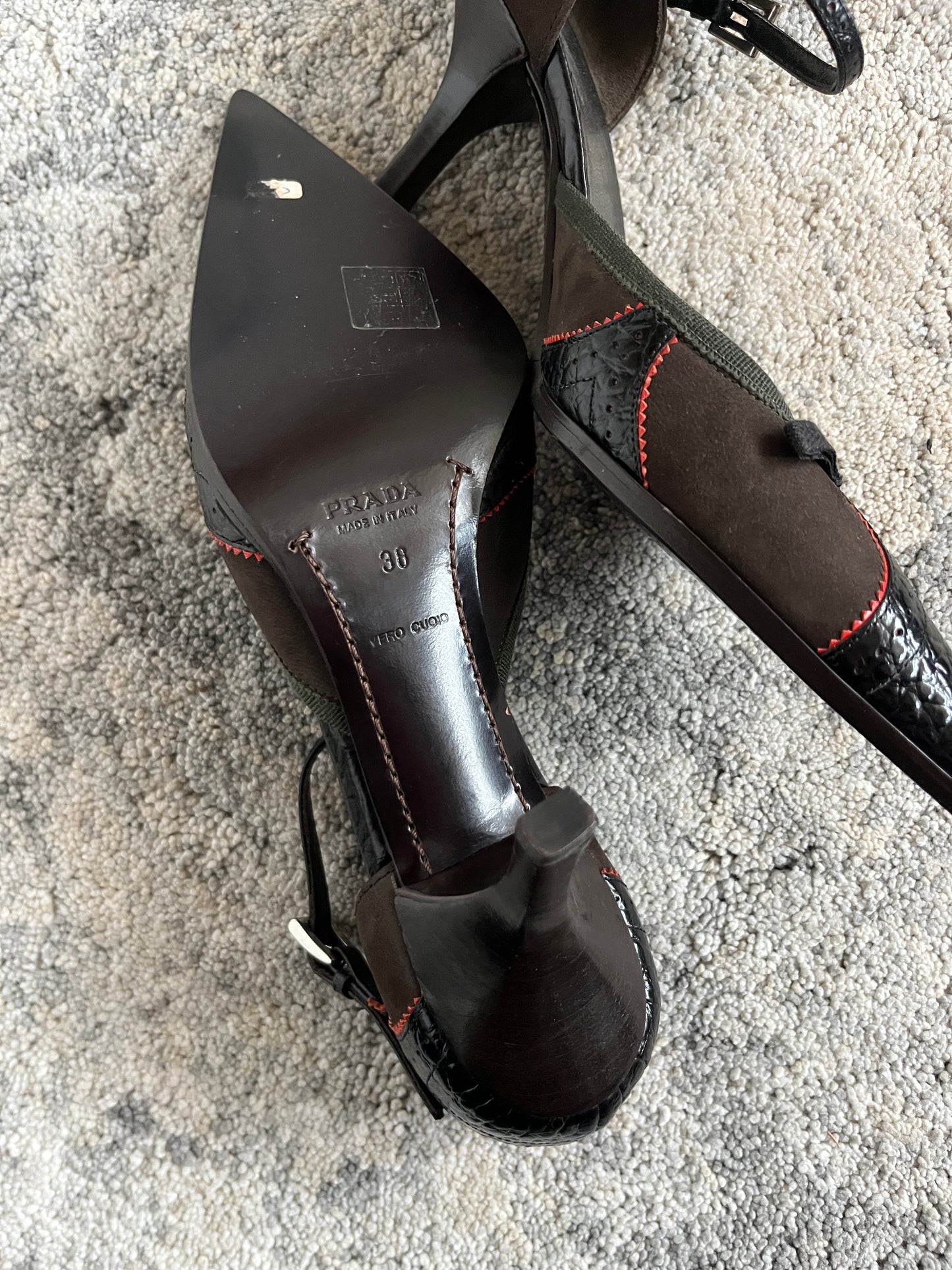 Prada 2000's leather & cotton heels