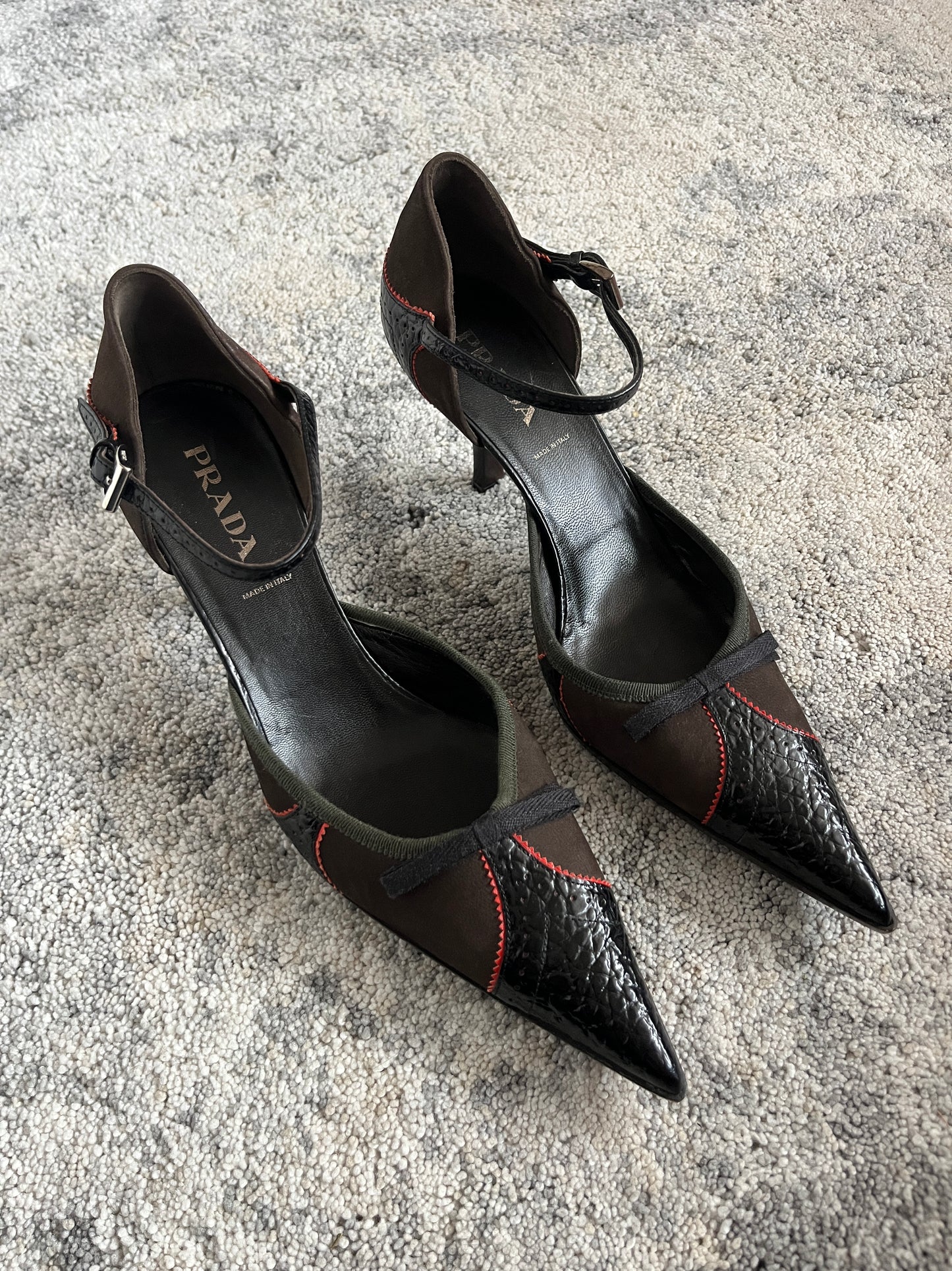 Prada 2000's leather & cotton heels