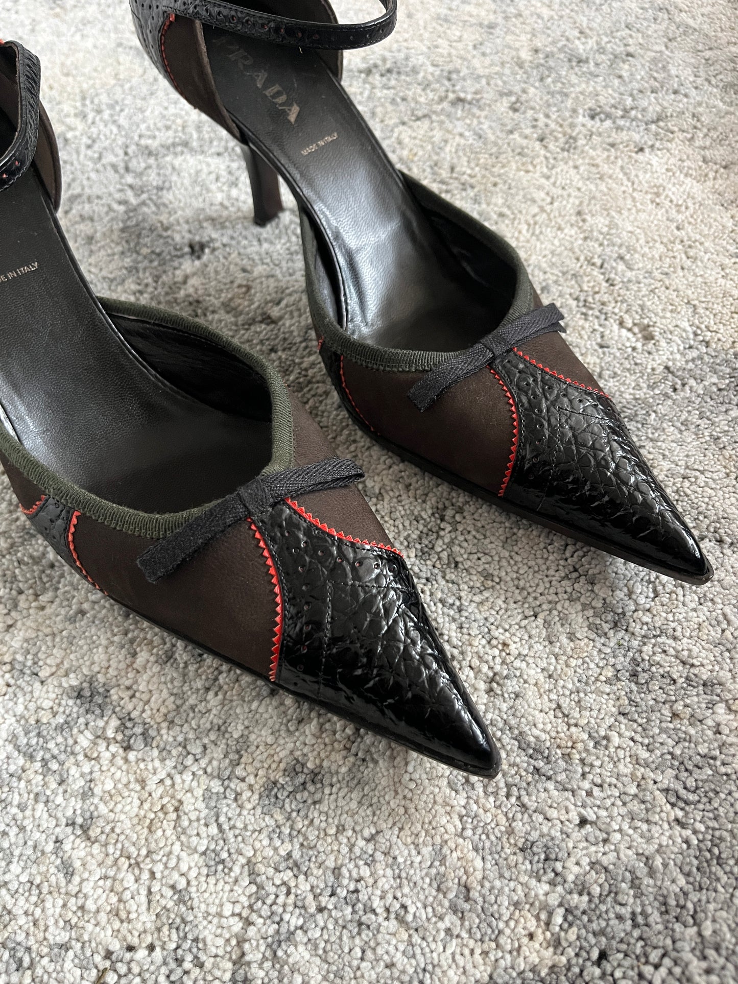 Prada 2000's leather & cotton heels
