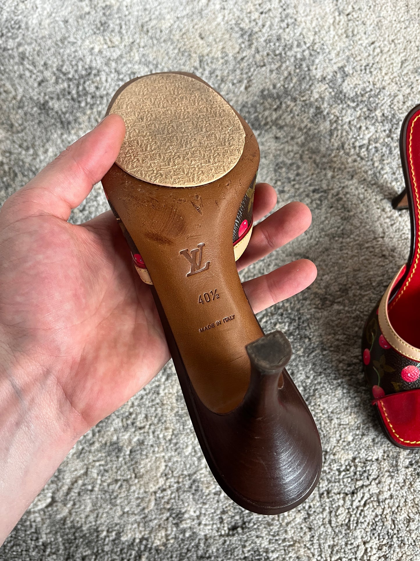 Louis Vuitton & Takashi Murakami SS2003 cherry leather mules