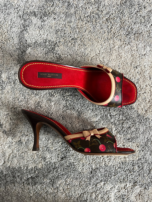 Louis Vuitton & Takashi Murakami SS2003 cherry leather mules