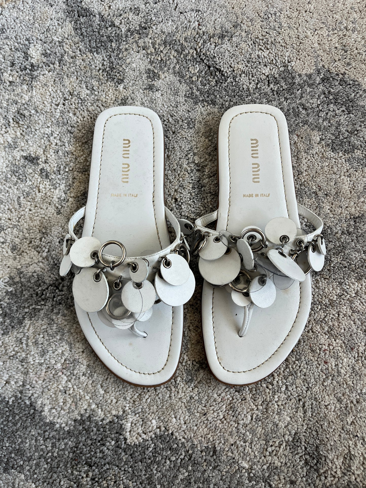 Miu Miu 2000's leather sequins flip flop