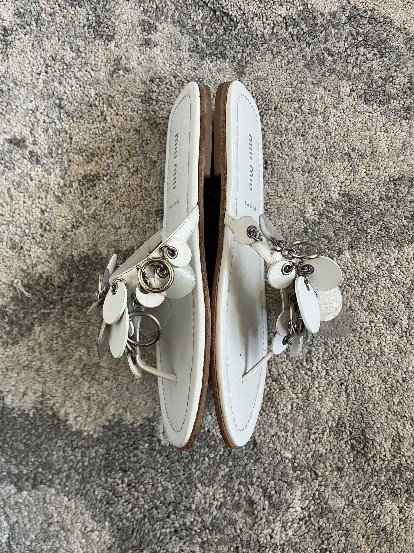 Miu Miu 2000's leather sequins flip flop