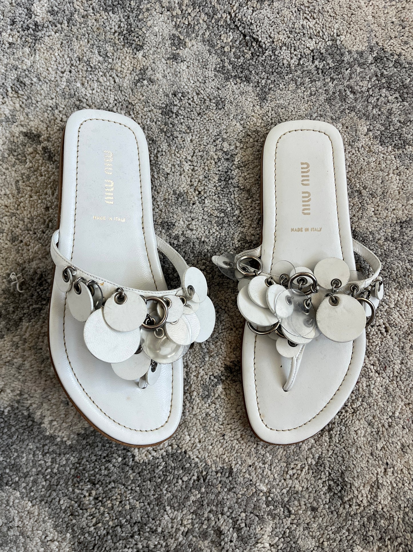 Miu Miu 2000's leather sequins flip flop