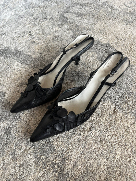 Miu Miu 2000's mesh & leather kitten heels