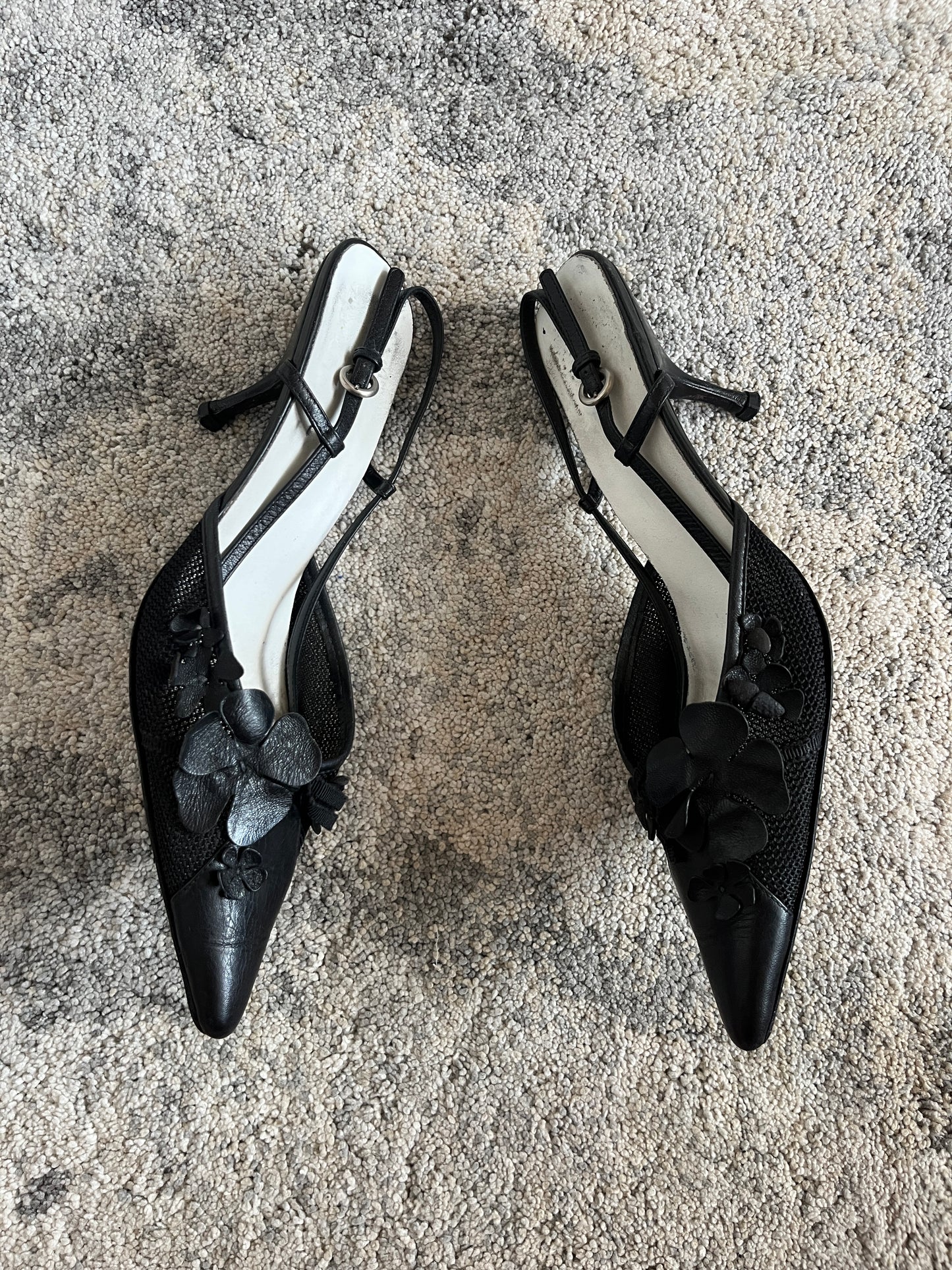 Miu Miu 2000's mesh & leather kitten heels