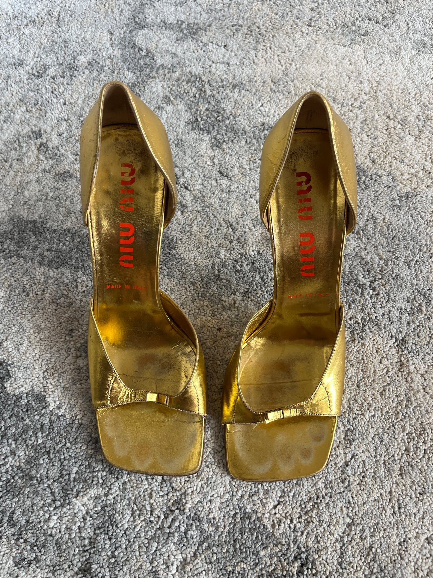 Miu Miu 1999 gold leather heels
