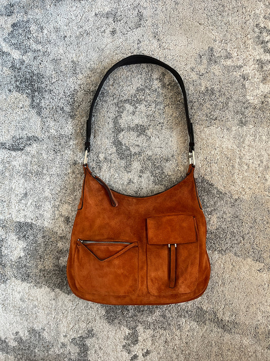Prada FW1999 suede multipockets shoulder bag