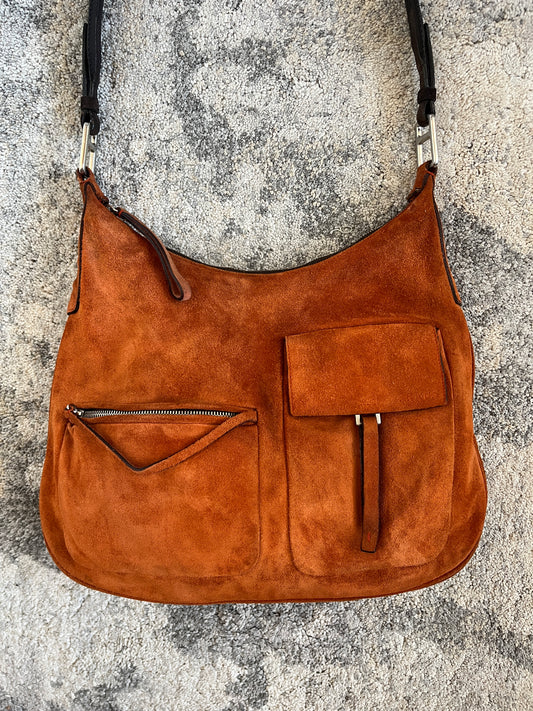 Prada FW1999 suede multipockets shoulder bag