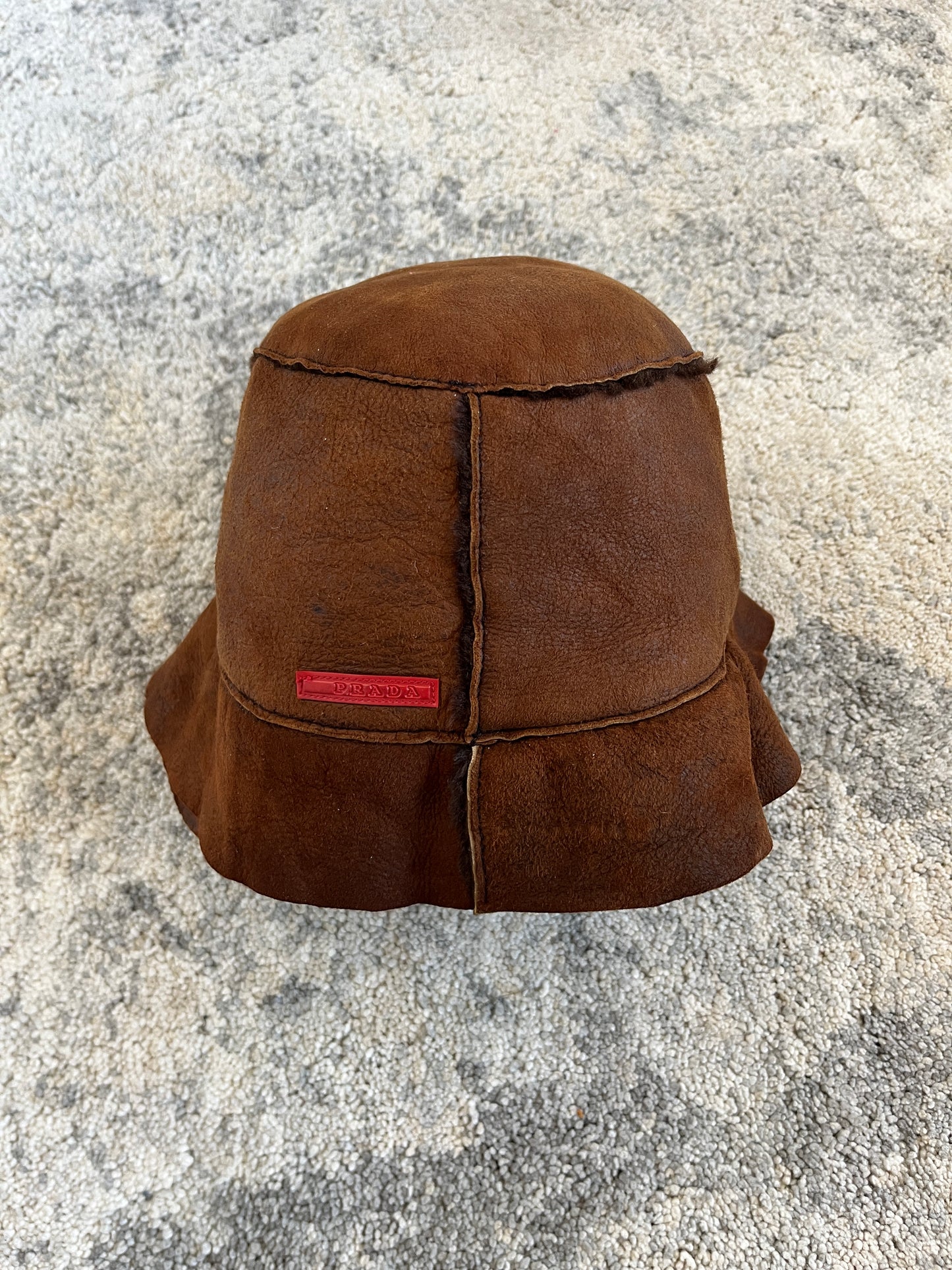 Prada 1990's leather & fur hat