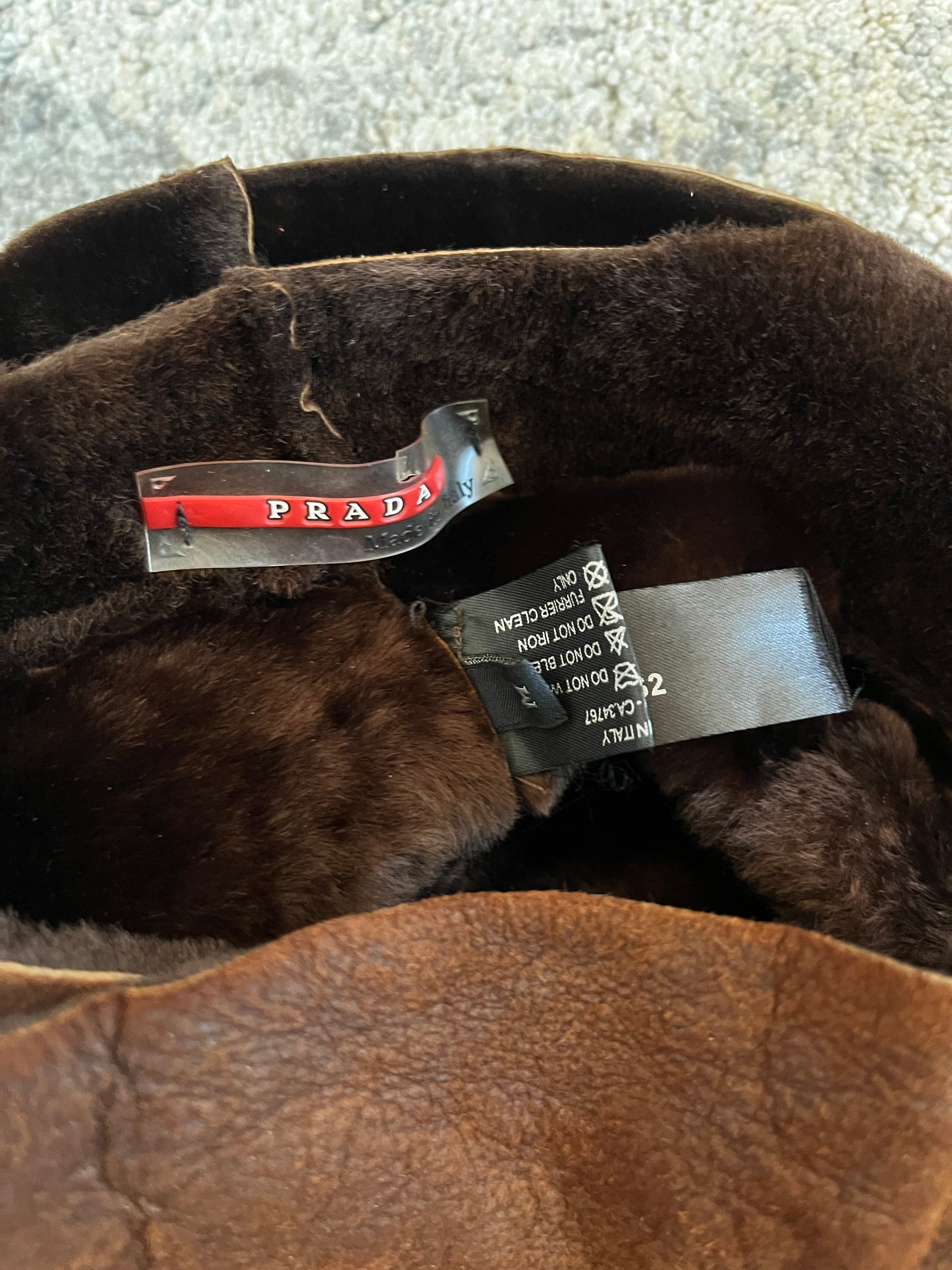 Prada 1990's leather & fur hat