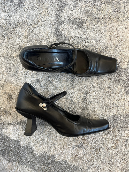 Prada 1999 leather & mirror heels