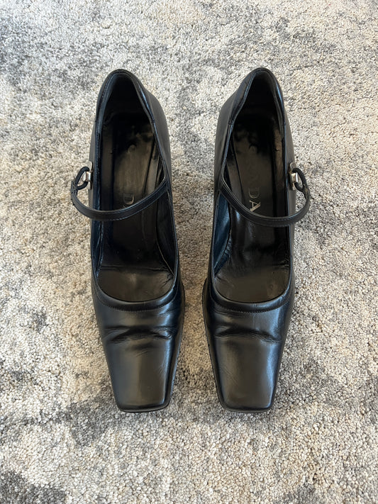Prada 1999 leather & mirror heels