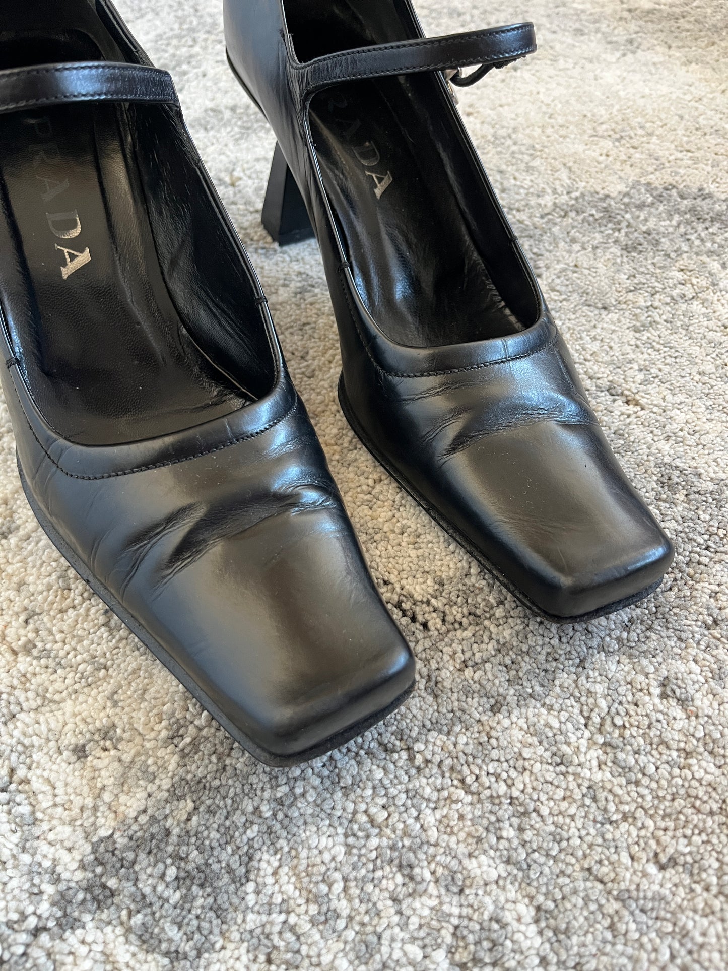 Prada 1999 leather & mirror heels