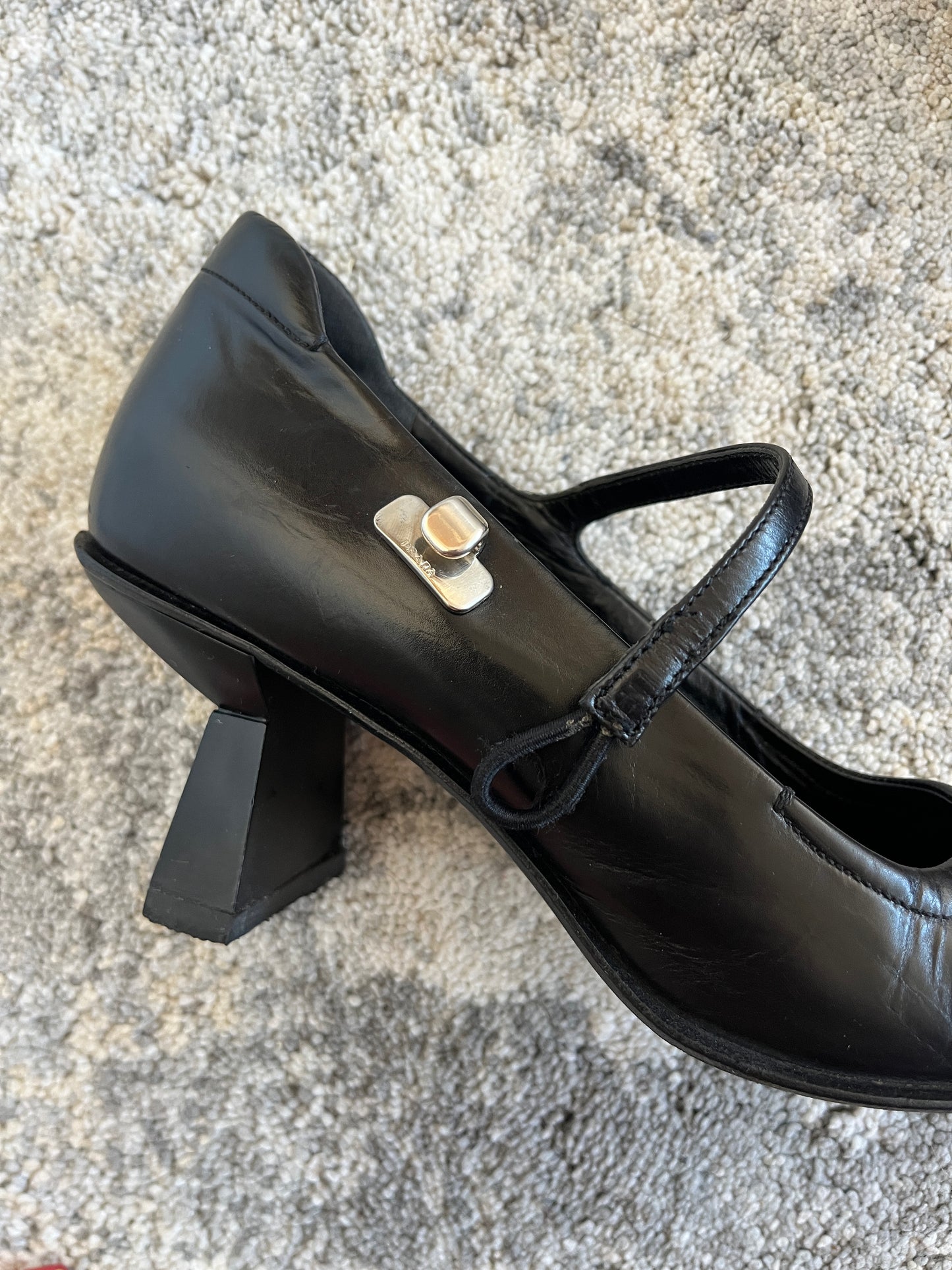 Prada 1999 leather & mirror heels