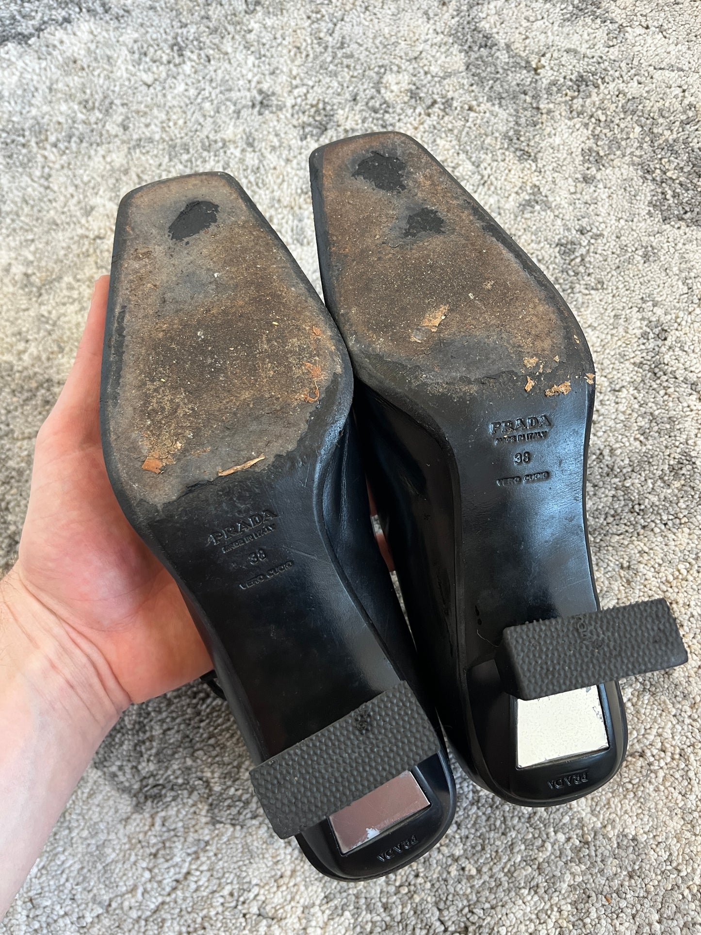 Prada 1999 leather & mirror heels