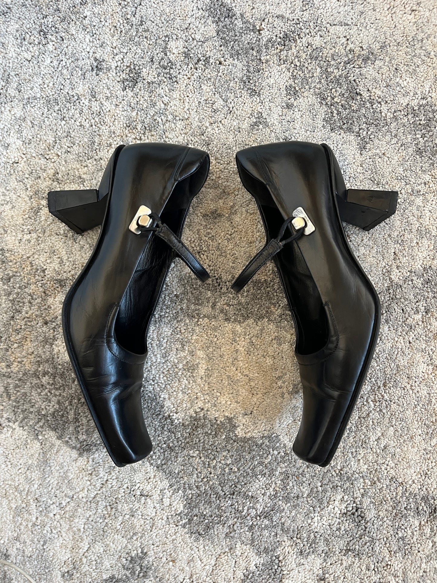 Prada 1999 leather & mirror heels