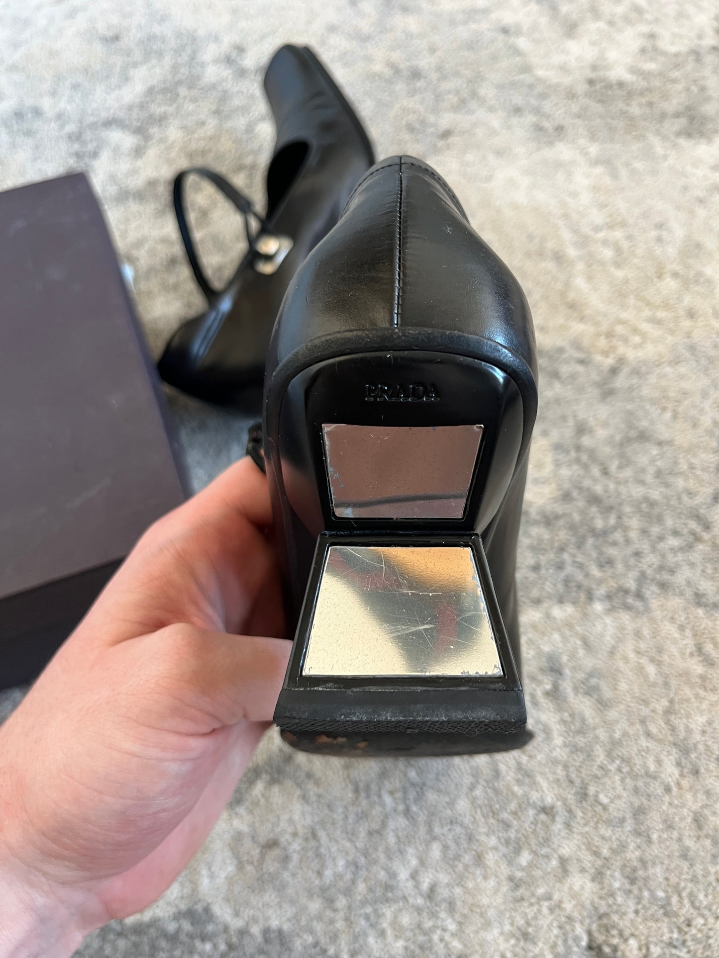 Prada 1999 leather & mirror heels