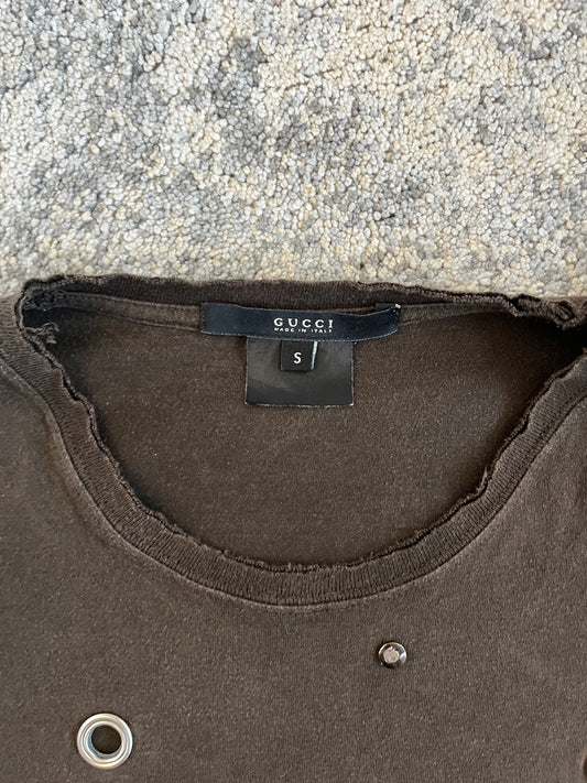 Gucci 2000's cotton perfored tee shirt