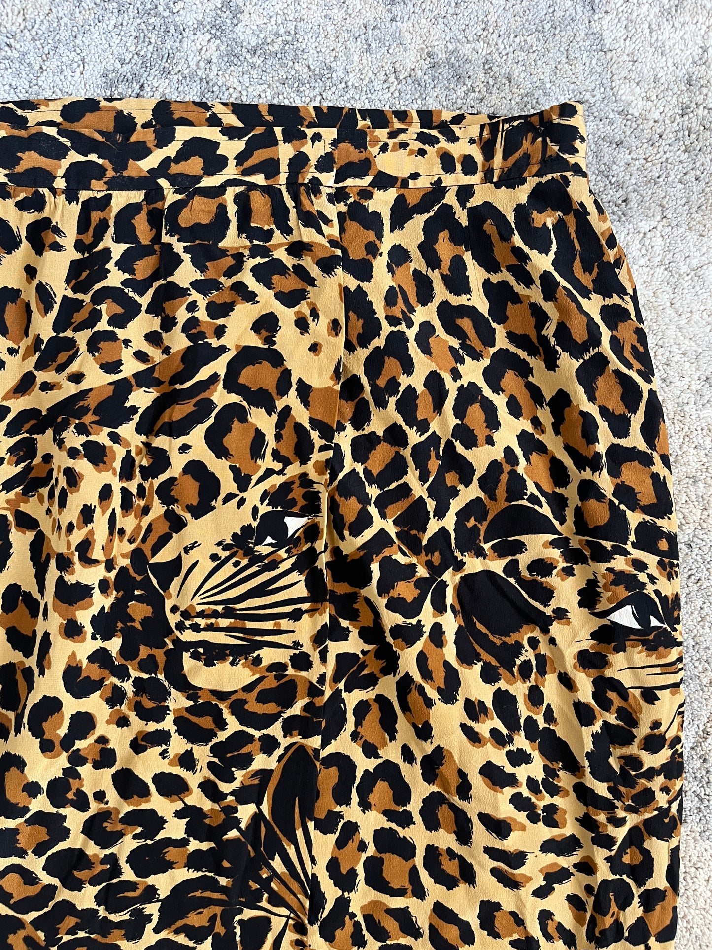 Yves Saint Laurent FW1986 leopard print silk skirt