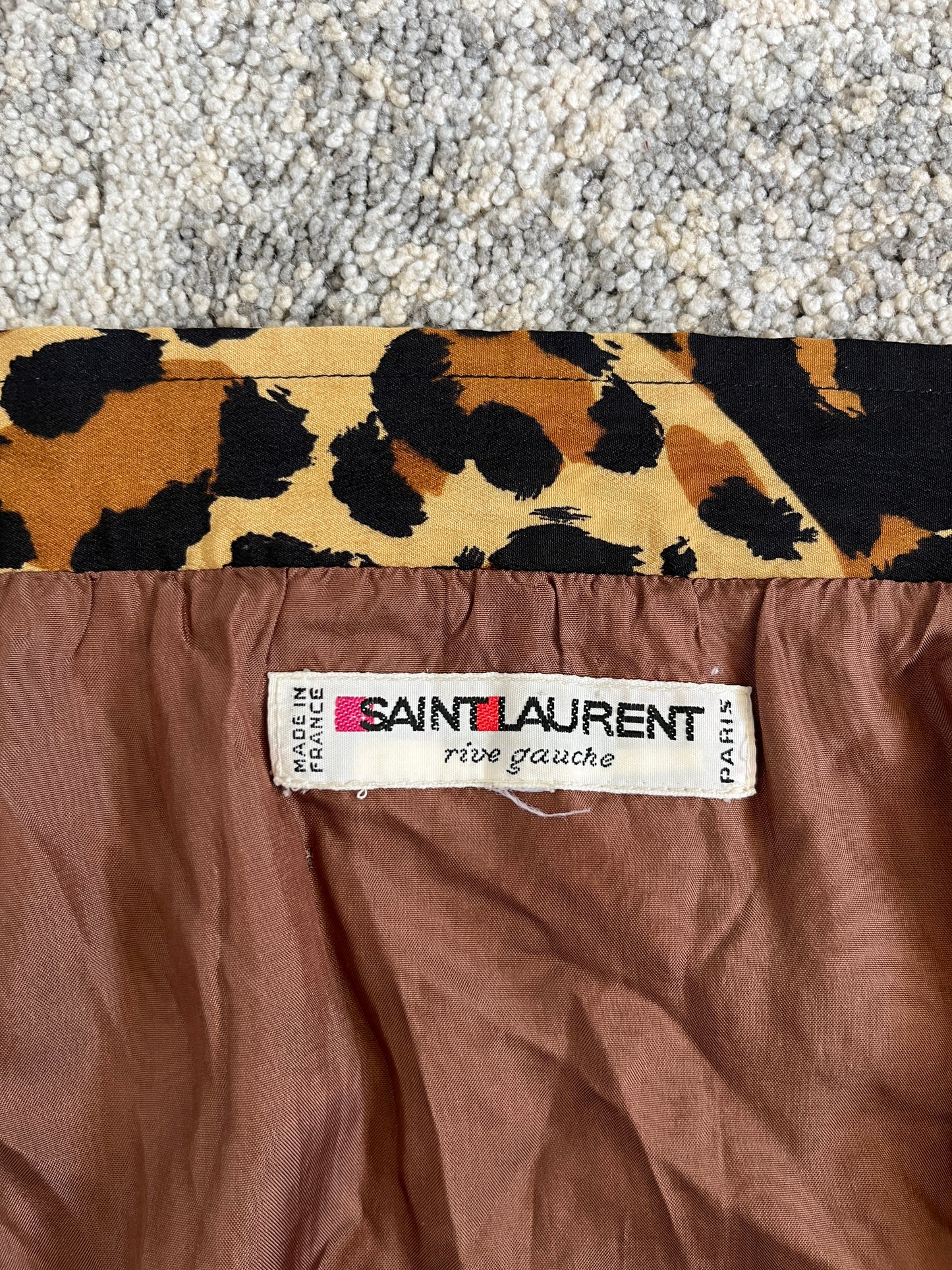 Yves Saint Laurent FW1986 leopard print silk skirt
