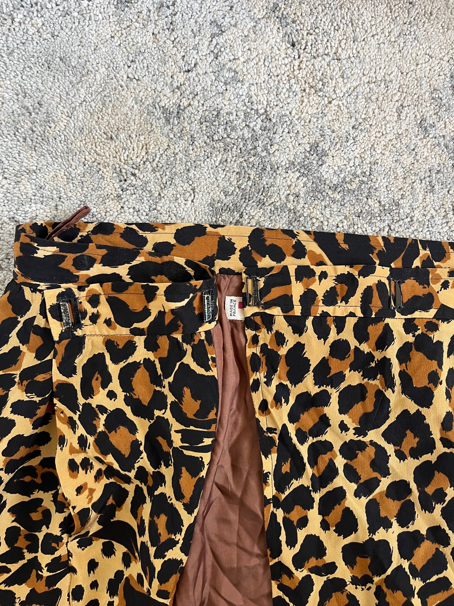 Yves Saint Laurent FW1986 leopard print silk skirt