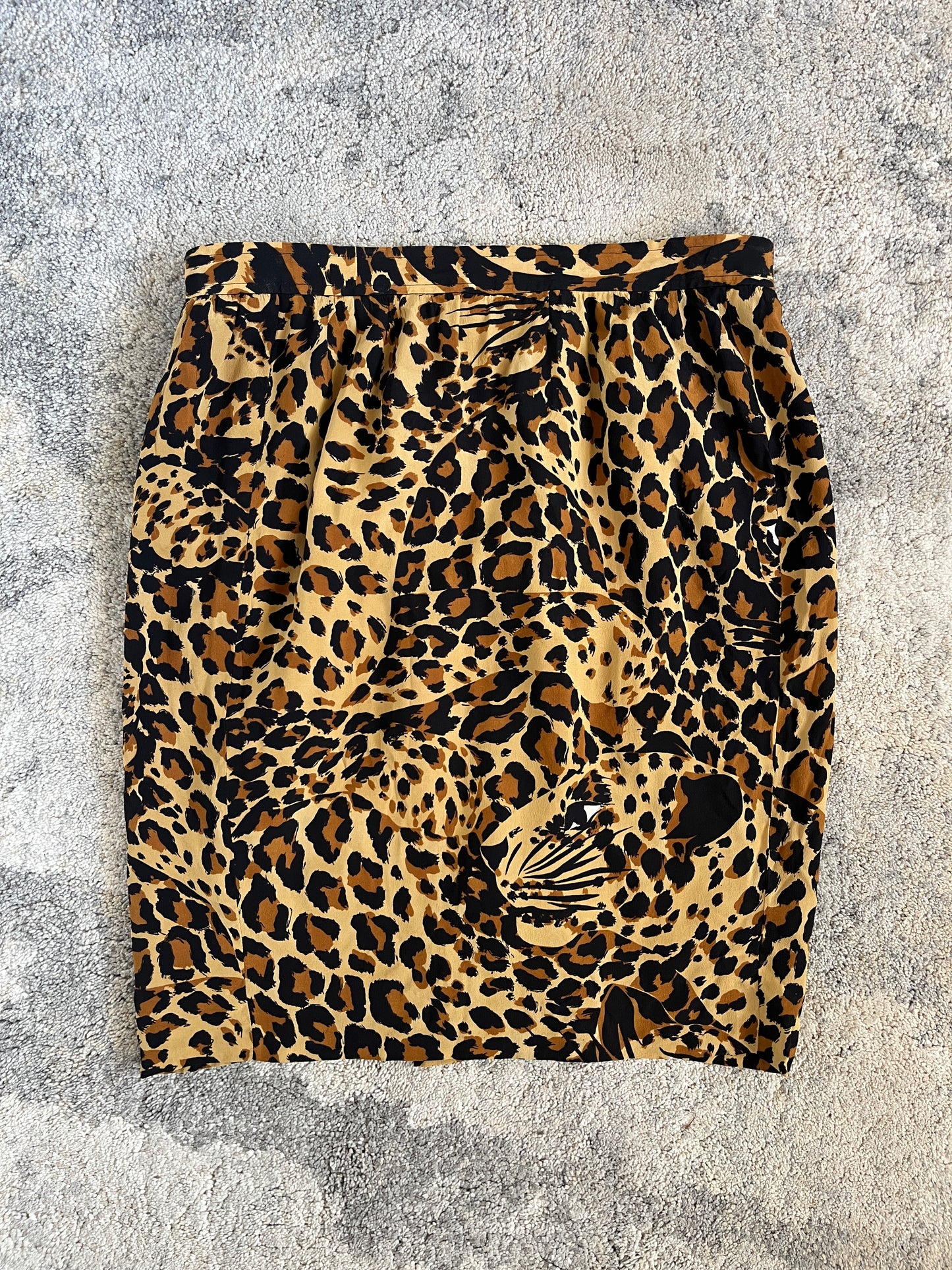 Yves Saint Laurent FW1986 leopard print silk skirt