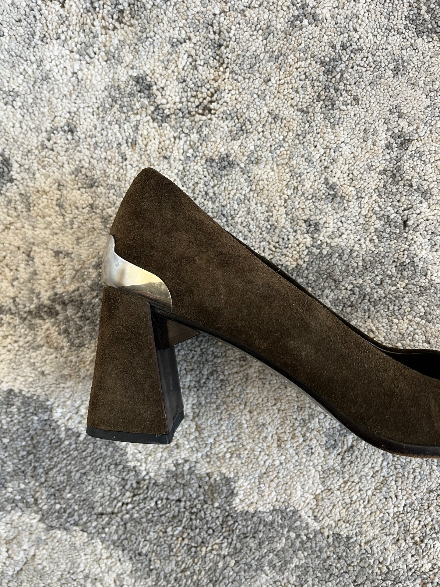 Prada 1999 suede metallic heels