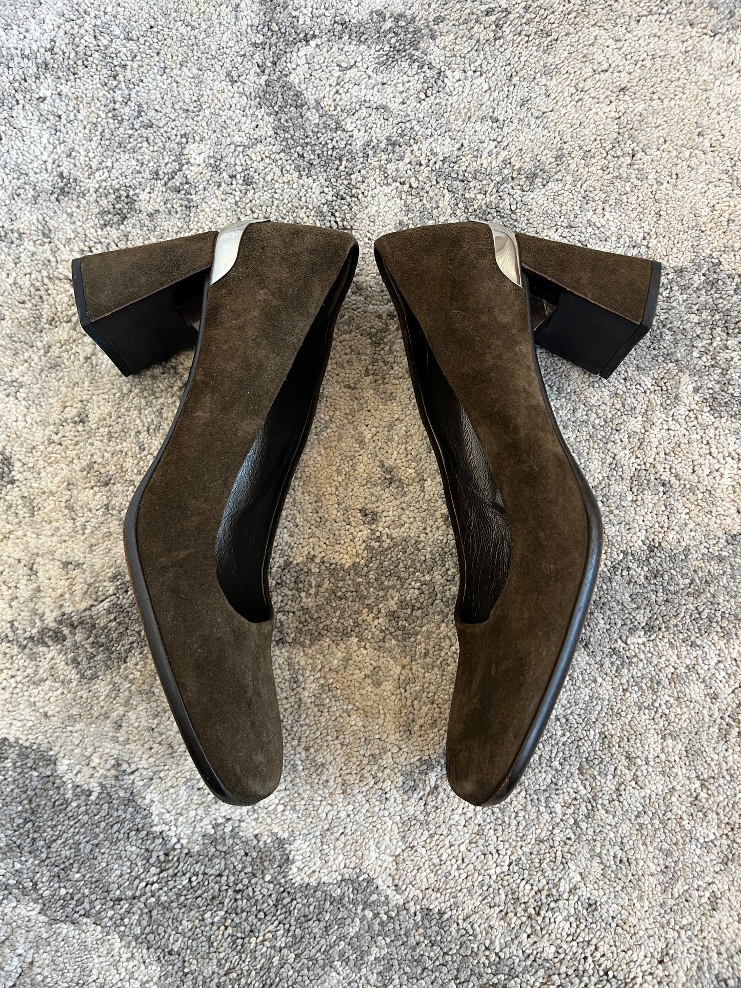 Prada 1999 suede metallic heels