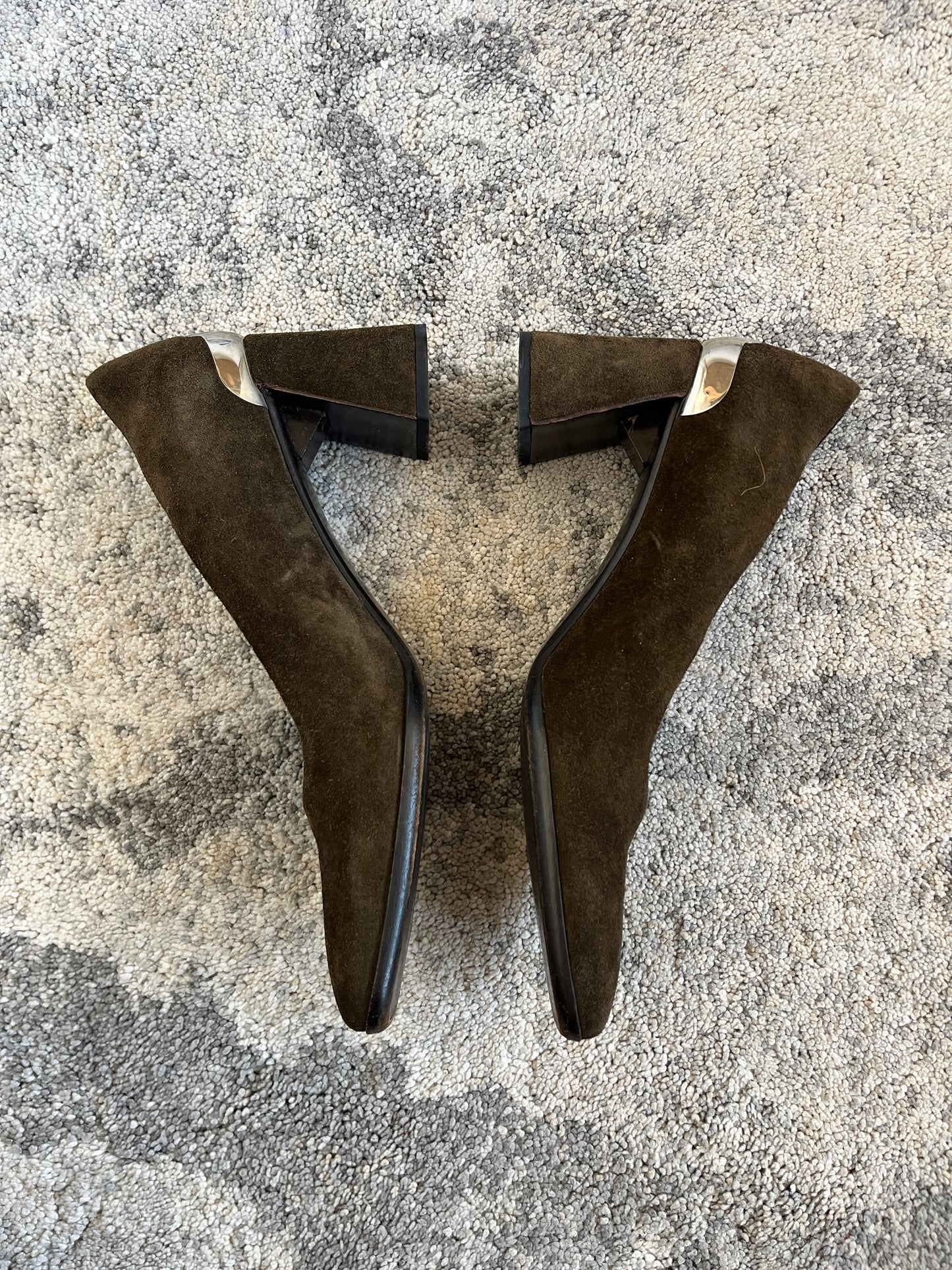 Prada 1999 suede metallic heels