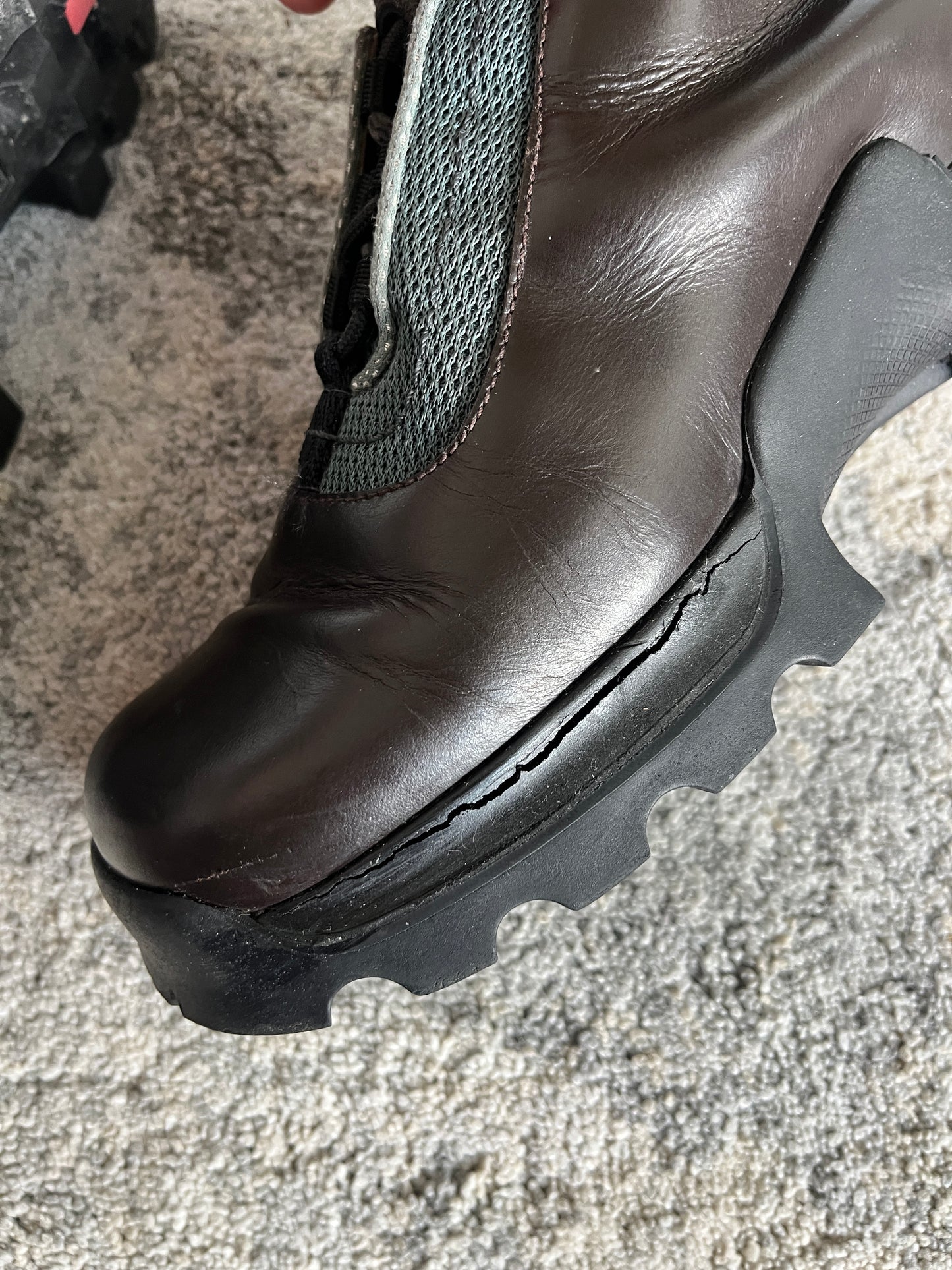 Prada 1990's hiking leather boots with vibram soles
