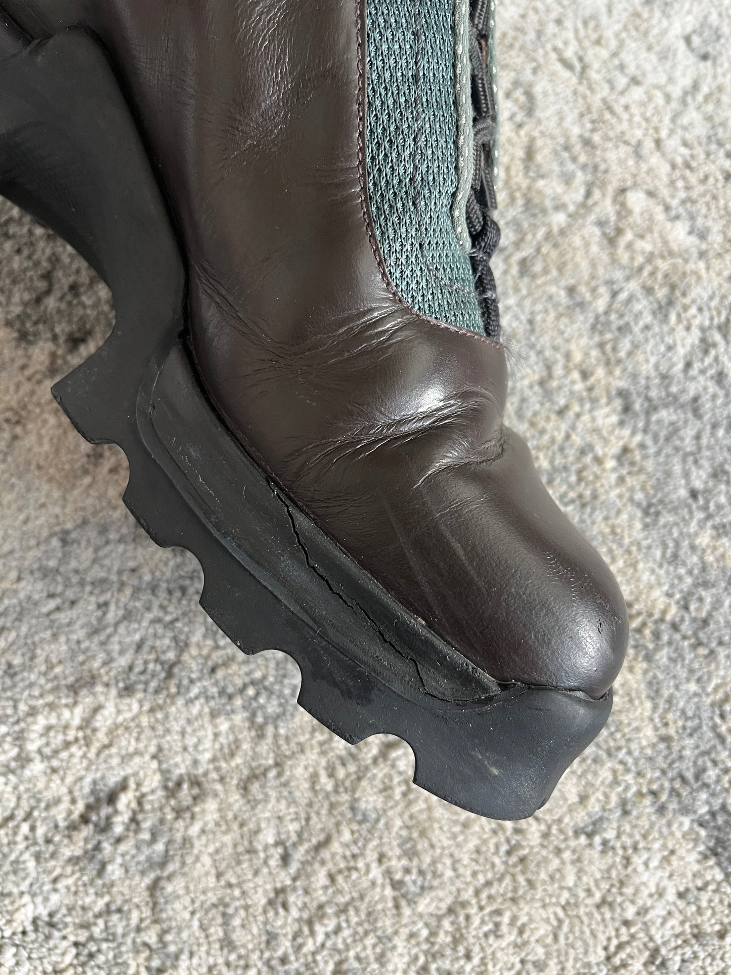 Prada 1990's hiking leather boots with vibram soles