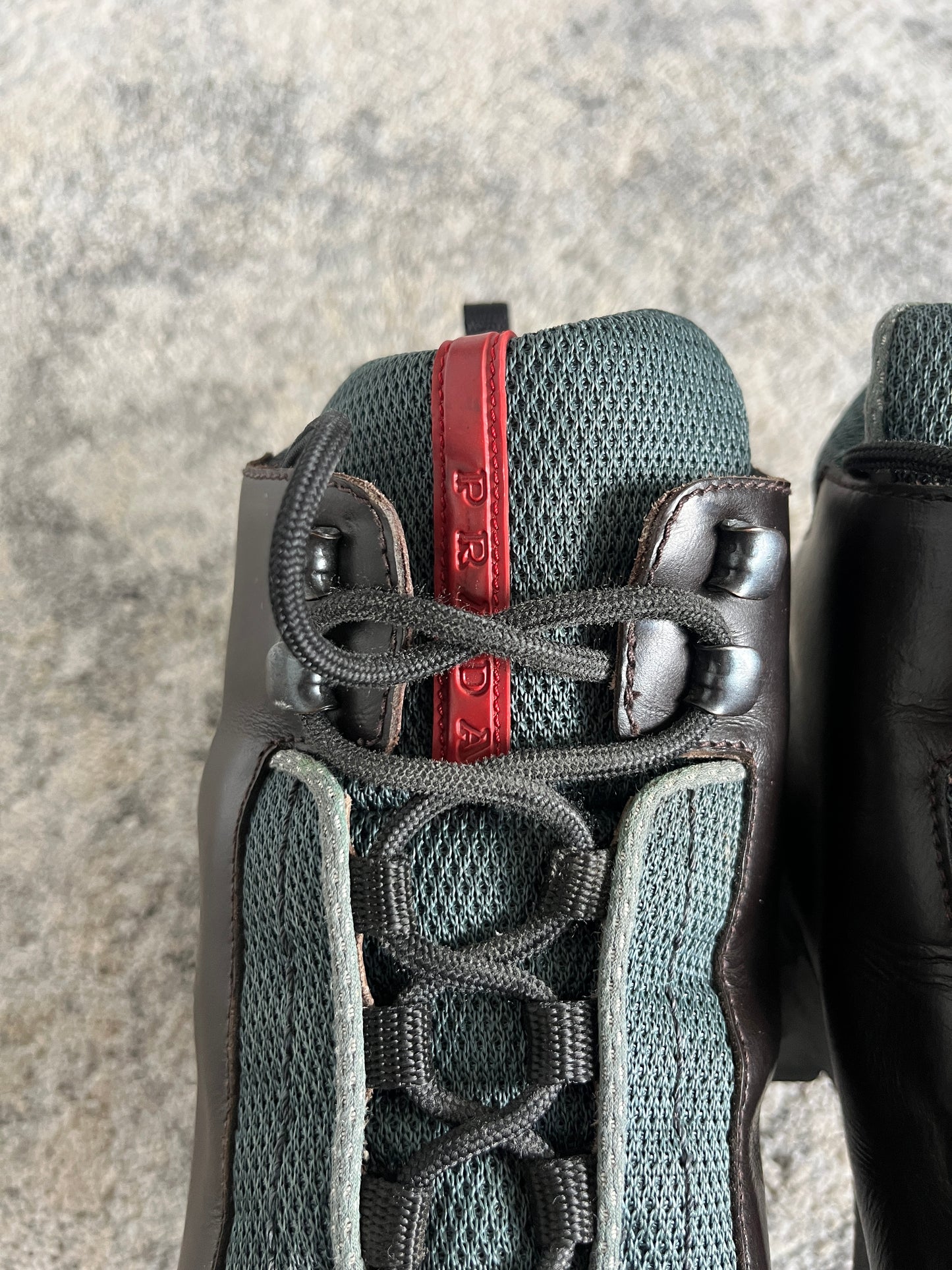 Prada 1990's hiking leather boots with vibram soles