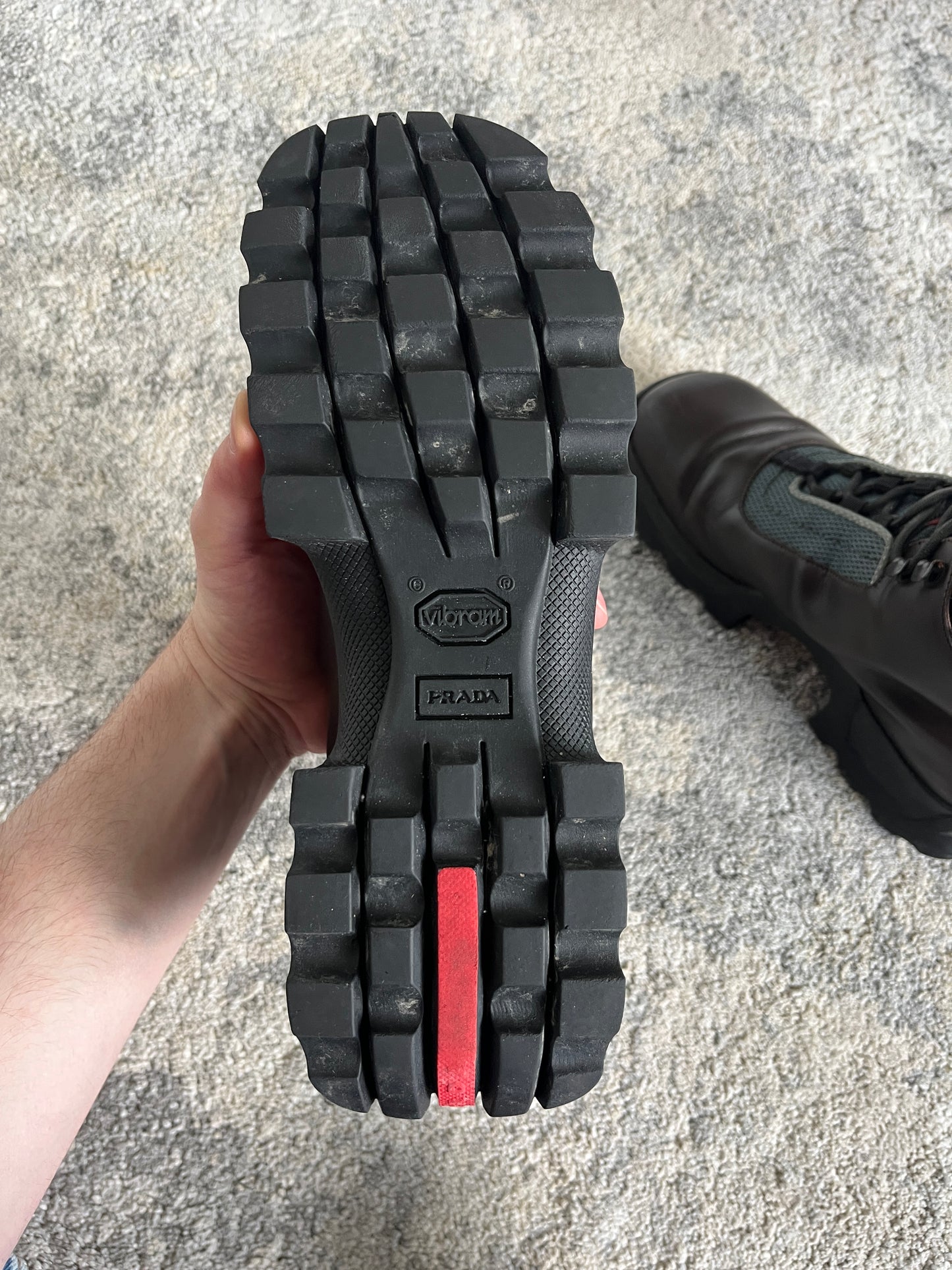 Prada 1990's hiking leather boots with vibram soles