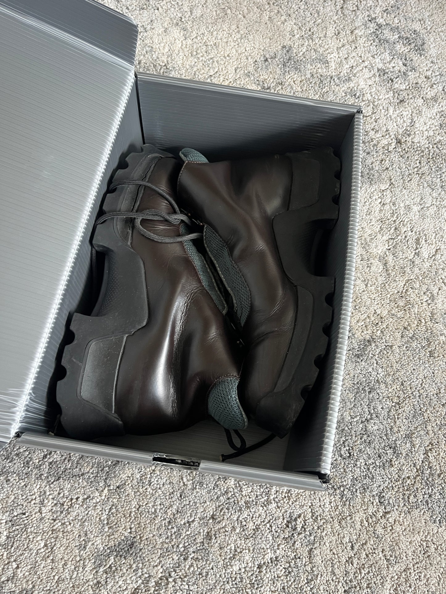 Prada 1990's hiking leather boots with vibram soles