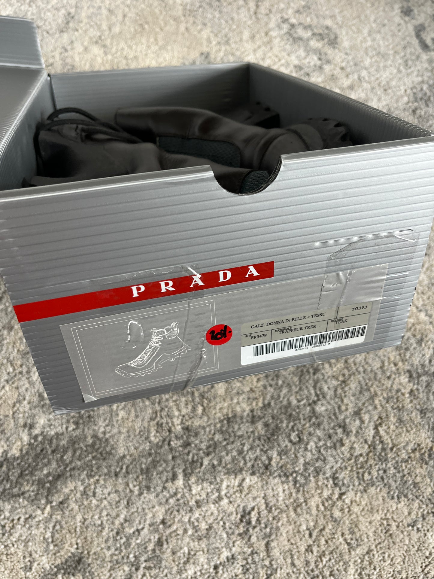 Prada 1990's hiking leather boots with vibram soles
