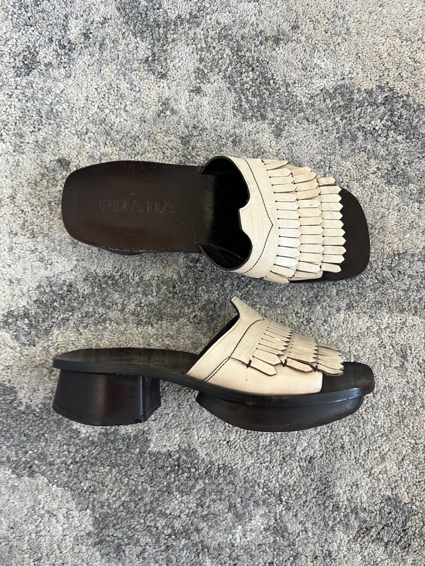 Prada SS1999 leather fringes sandals