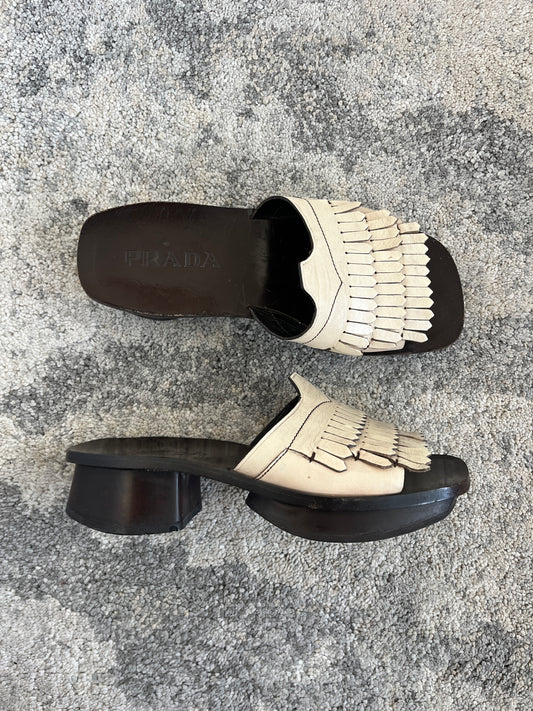 Prada SS1999 leather fringes sandals