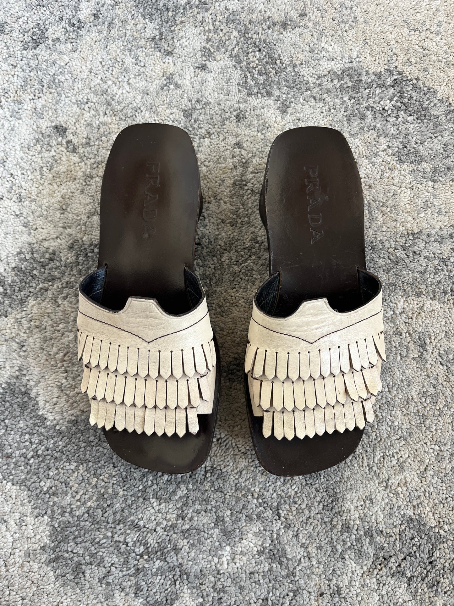 Prada SS1999 leather fringes sandals