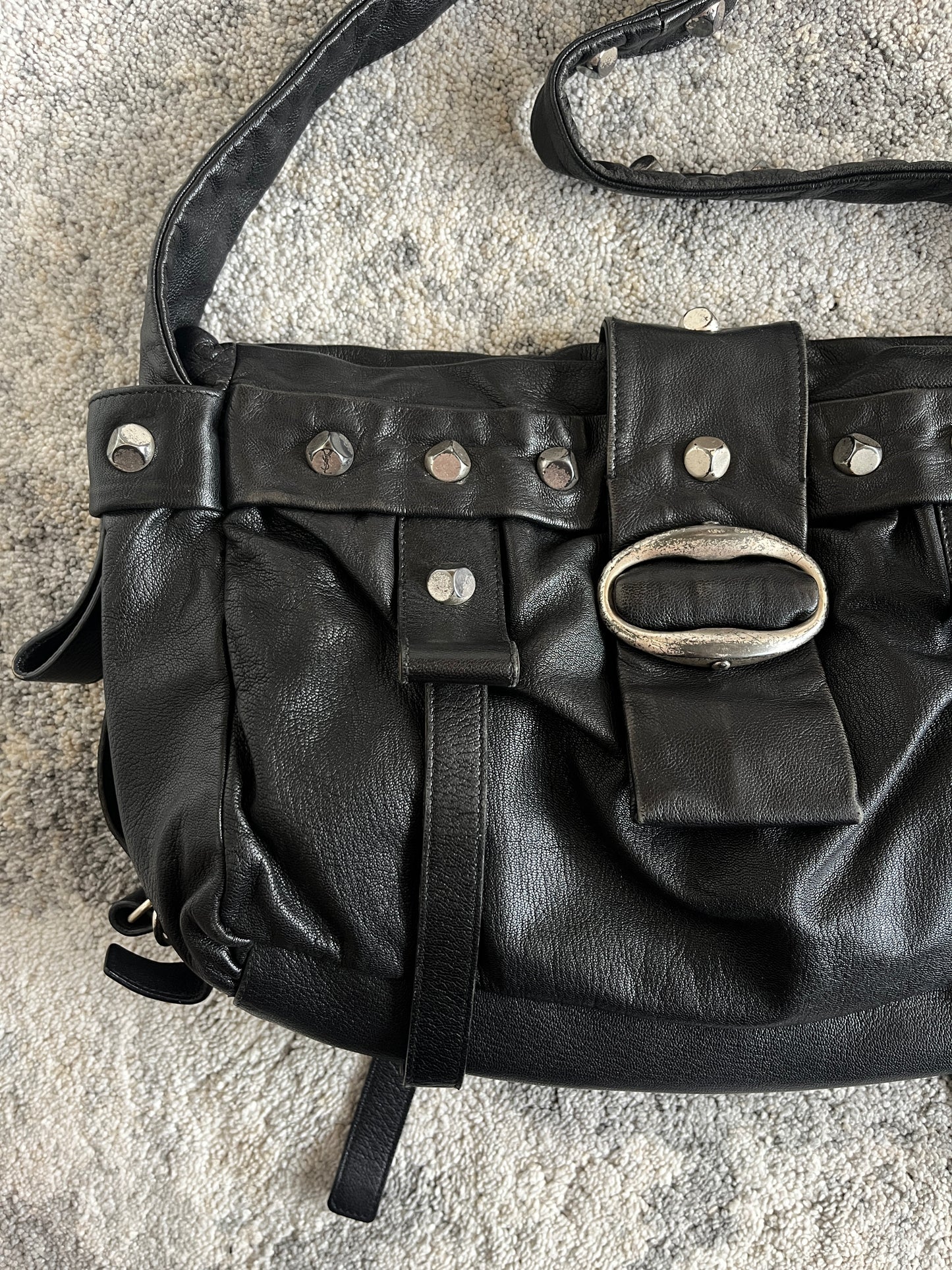 Yves Saint Laurent 2000's nails leather bag
