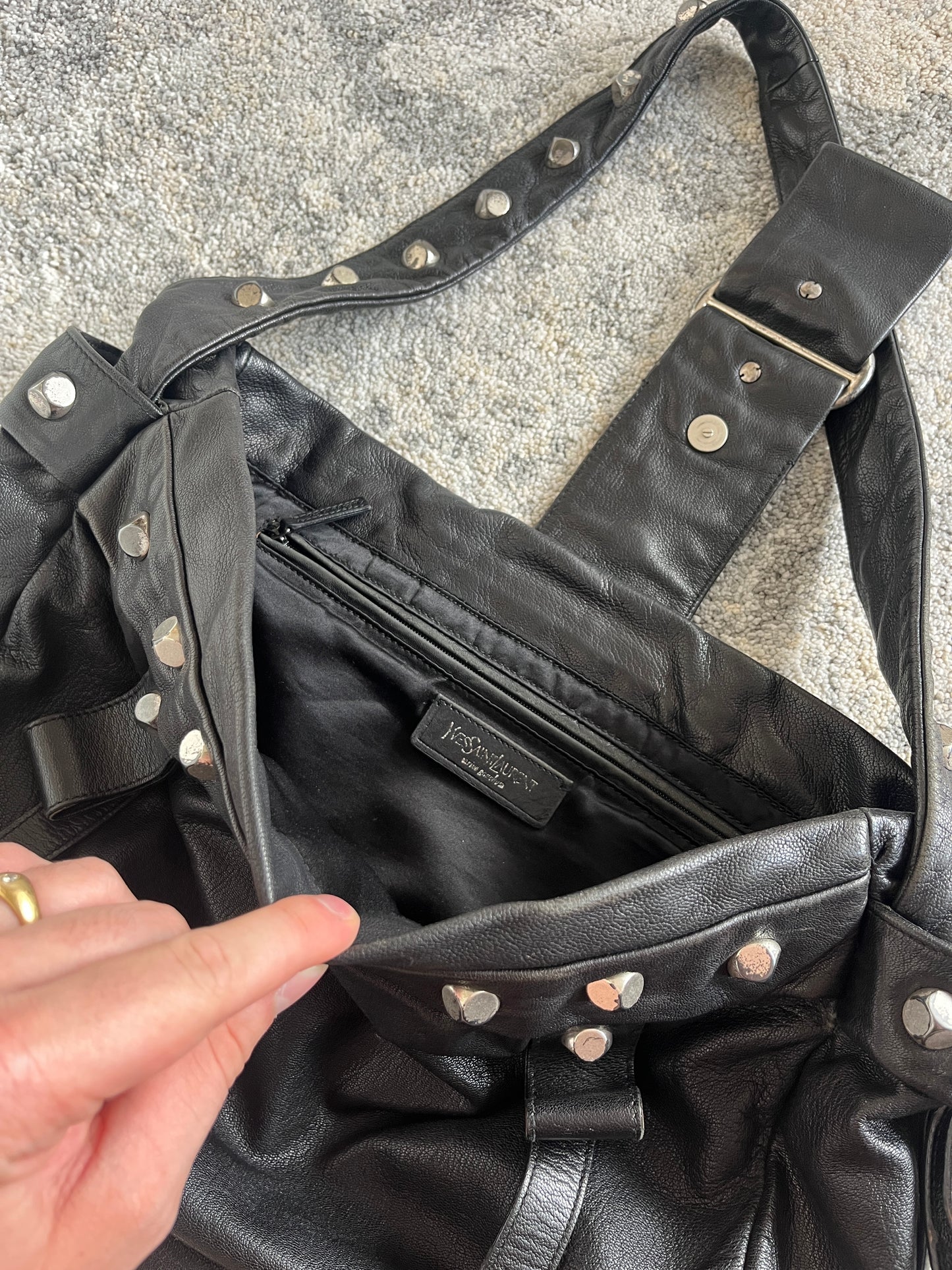 Yves Saint Laurent 2000's nails leather bag