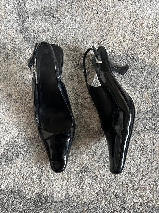 Prada 1999 patent leather slingbacks heels