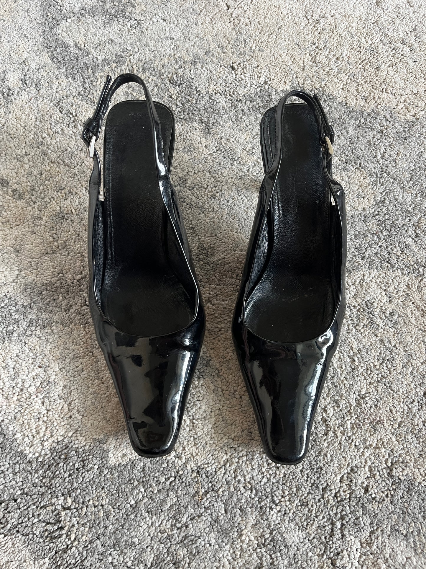 Prada 1999 patent leather slingbacks heels
