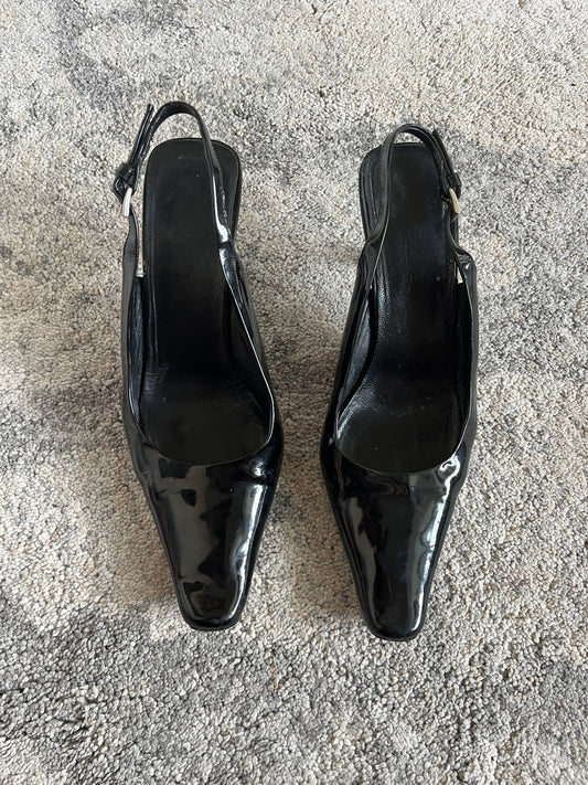 Prada 1999 patent leather slingbacks heels