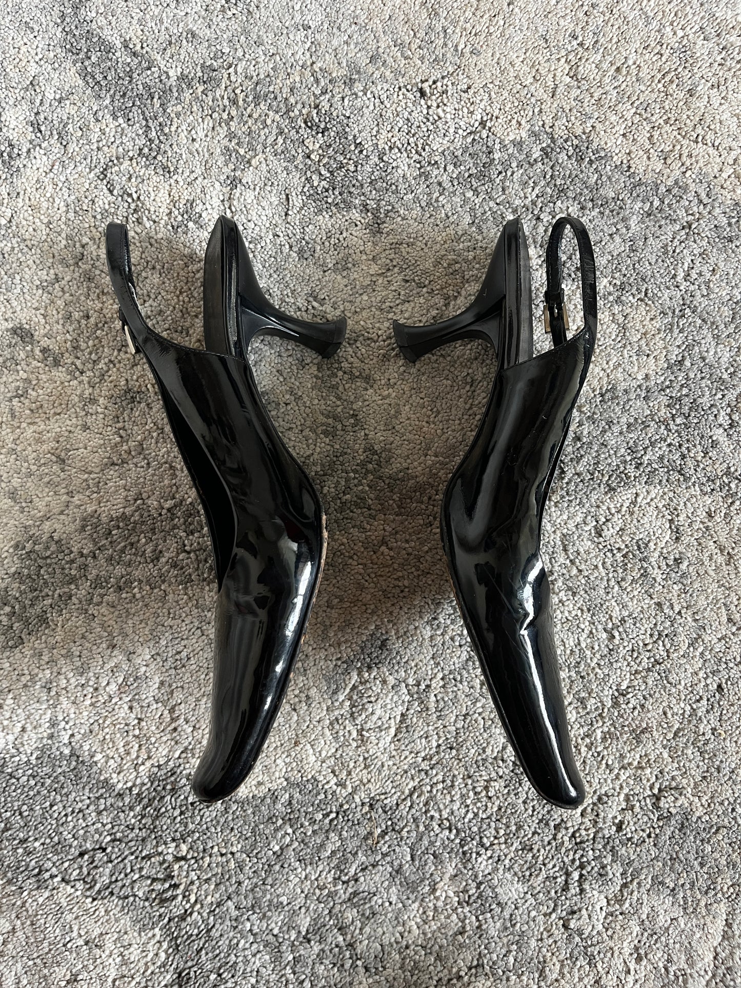 Prada 1999 patent leather slingbacks heels