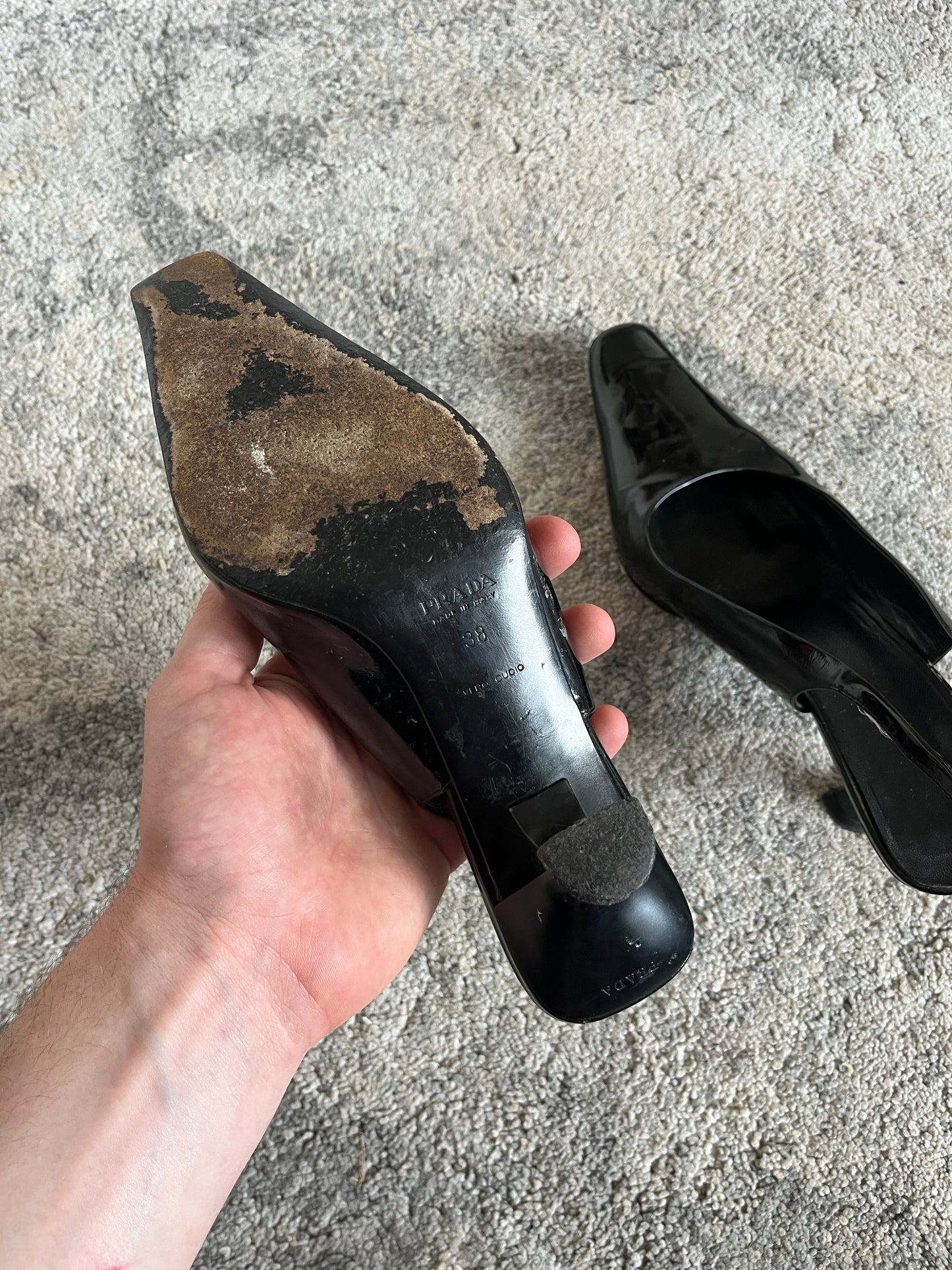 Prada 1999 patent leather slingbacks heels